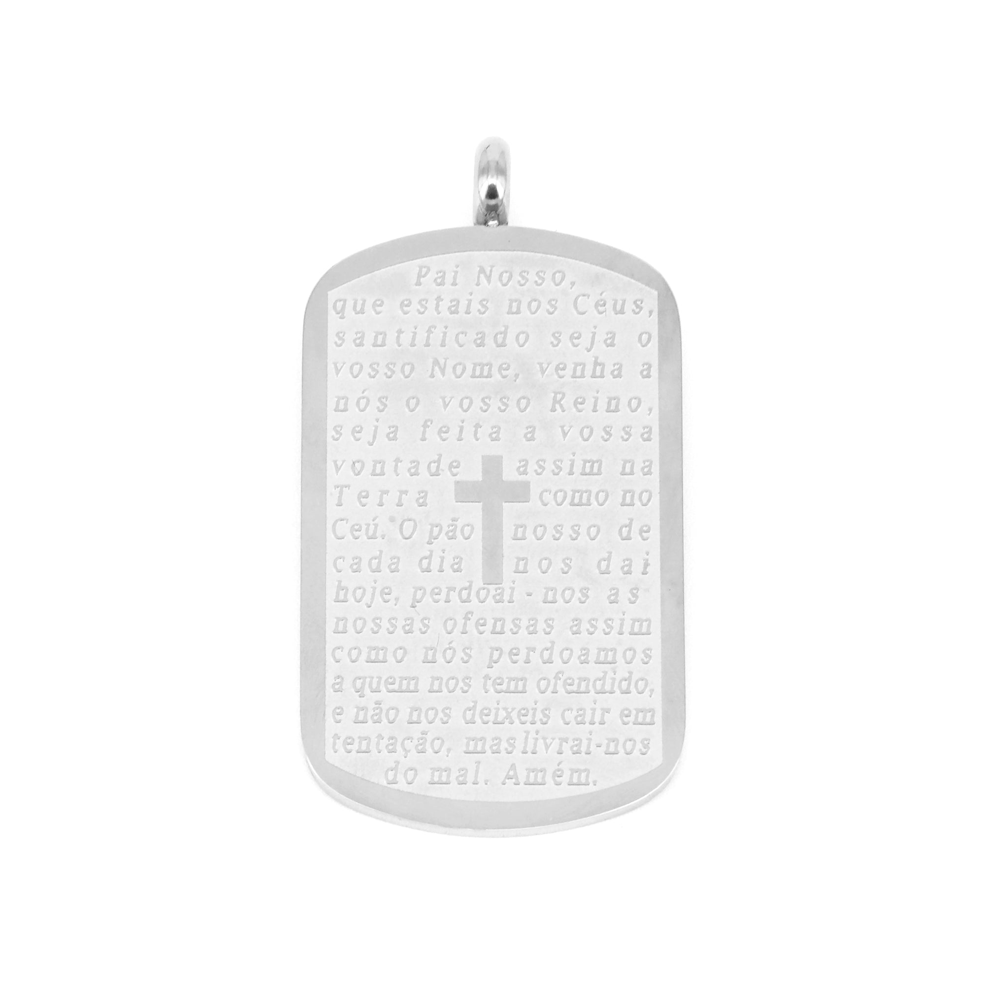 PINGENTE FAITH PLACA RETANGULAR ARREDONDADA "ORAÇÃO PAI NOSSO"