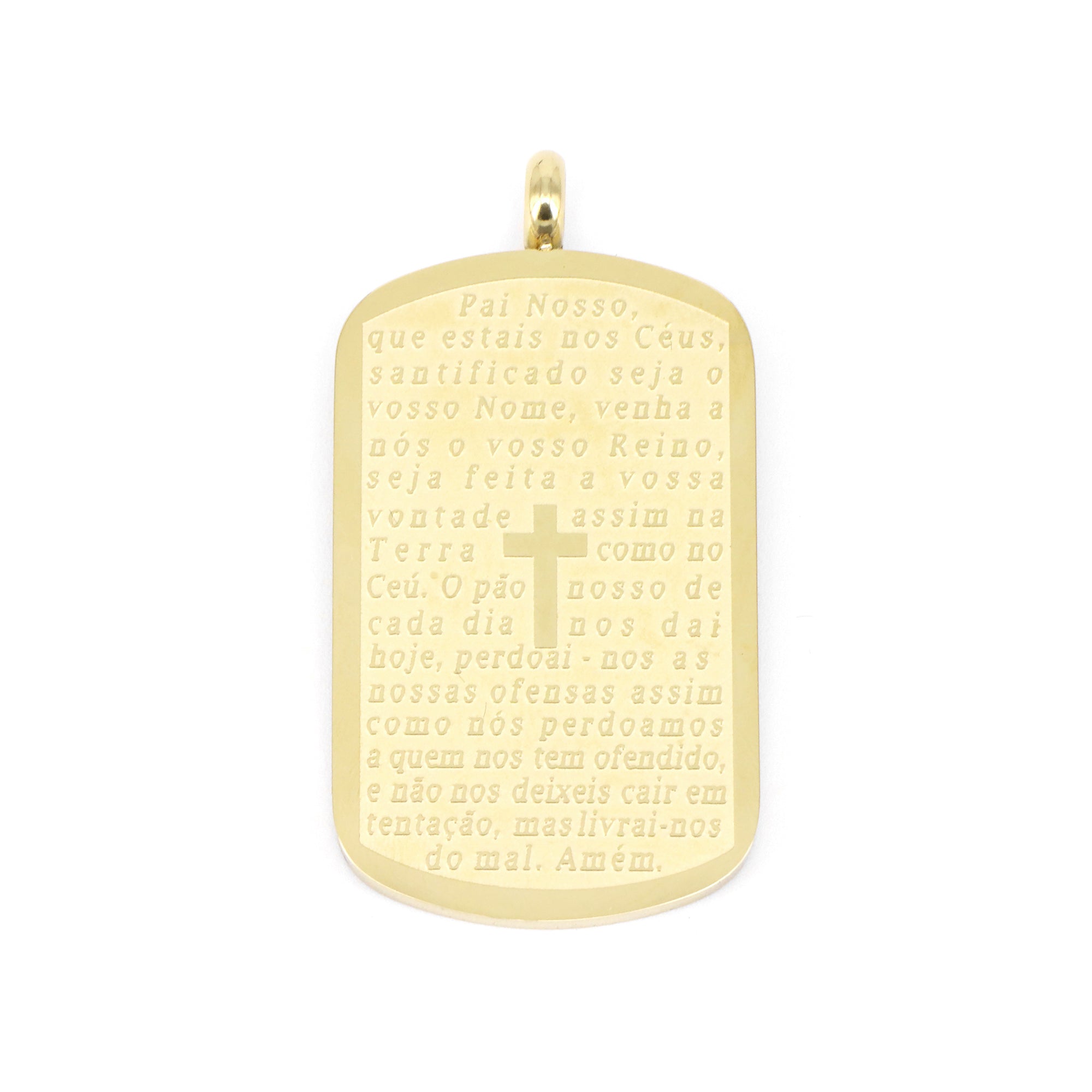 PINGENTE FAITH PLACA RETANGULAR ARREDONDADA "ORAÇÃO PAI NOSSO"