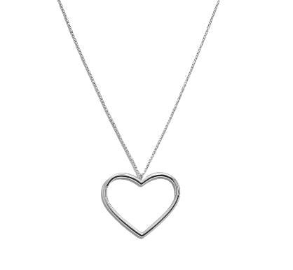 COLAR MINIMALIST CORRENTE 40CM GRUMET 1MM PINGENTE CORAÇÃO VAZADO "GG"