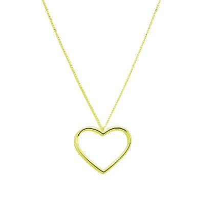 COLAR MINIMALIST CORRENTE 40CM GRUMET 1MM PINGENTE CORAÇÃO VAZADO "GG"