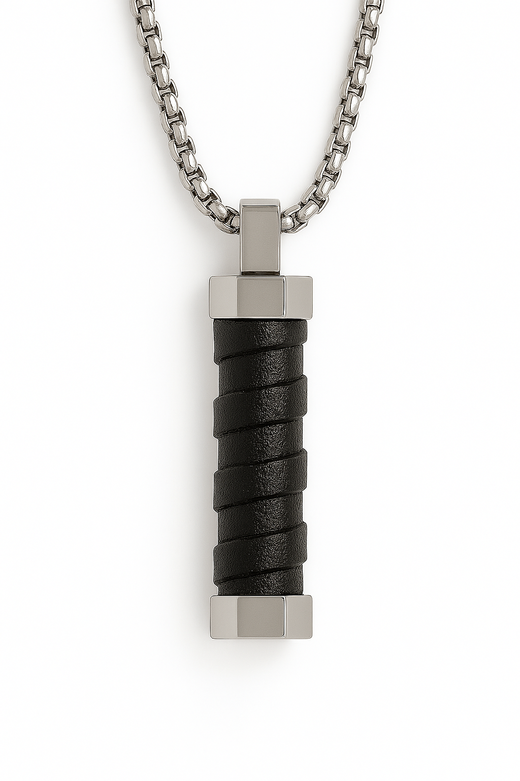 COLAR PRIME VENEZIANA MEIA CANA 2MM PENDENTE ESPIRAL COURO