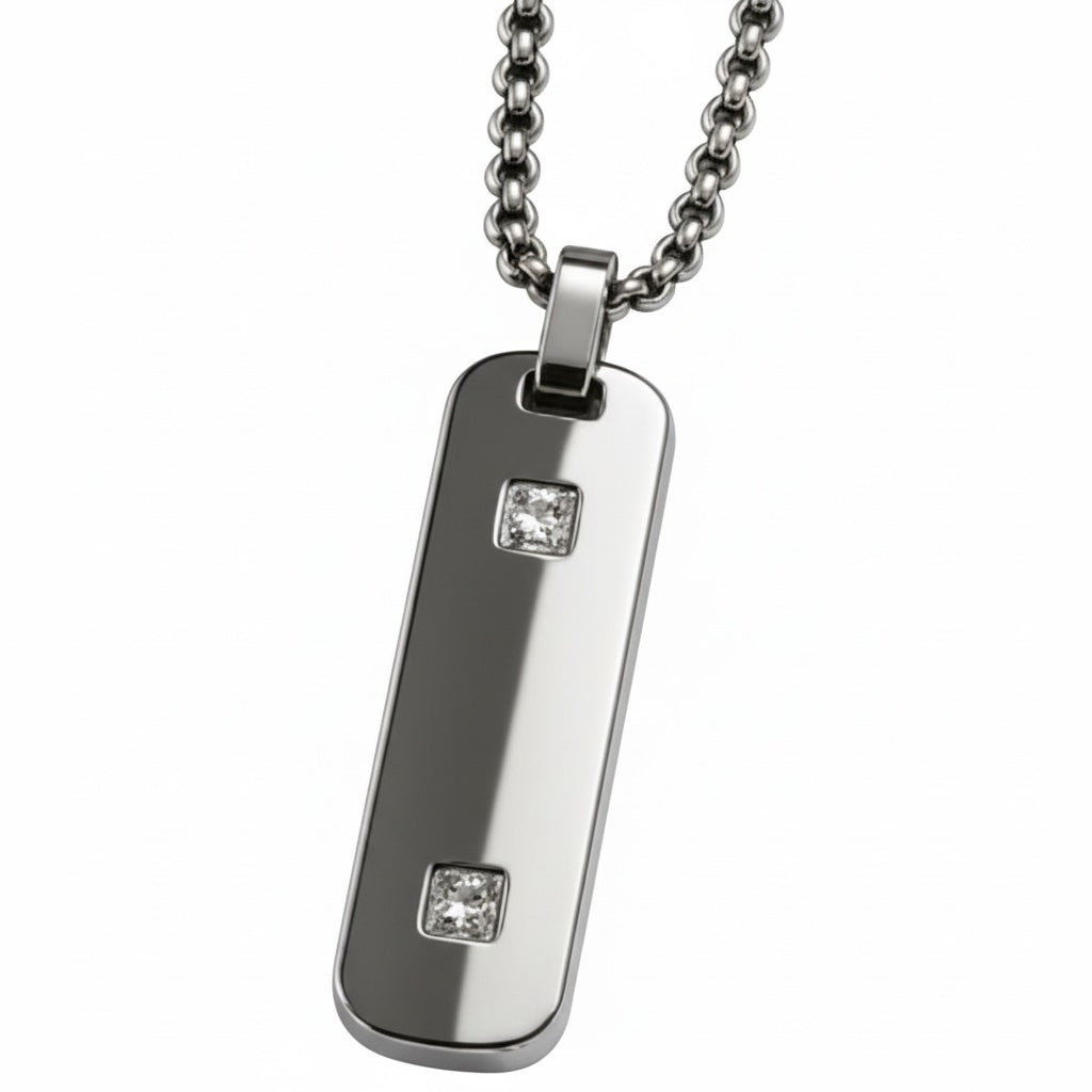 COLAR PRIME CORRCOLAR PRIME CORRENTE VENEZIANA MEIA CANA 2MM PINGENTE PLACA RETANGULAR 2 ZIRCONIAS