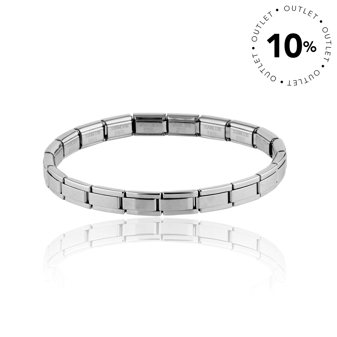 PULSEIRA GOMO ELÁSTICO FINA 7MM AÇO POLIDO