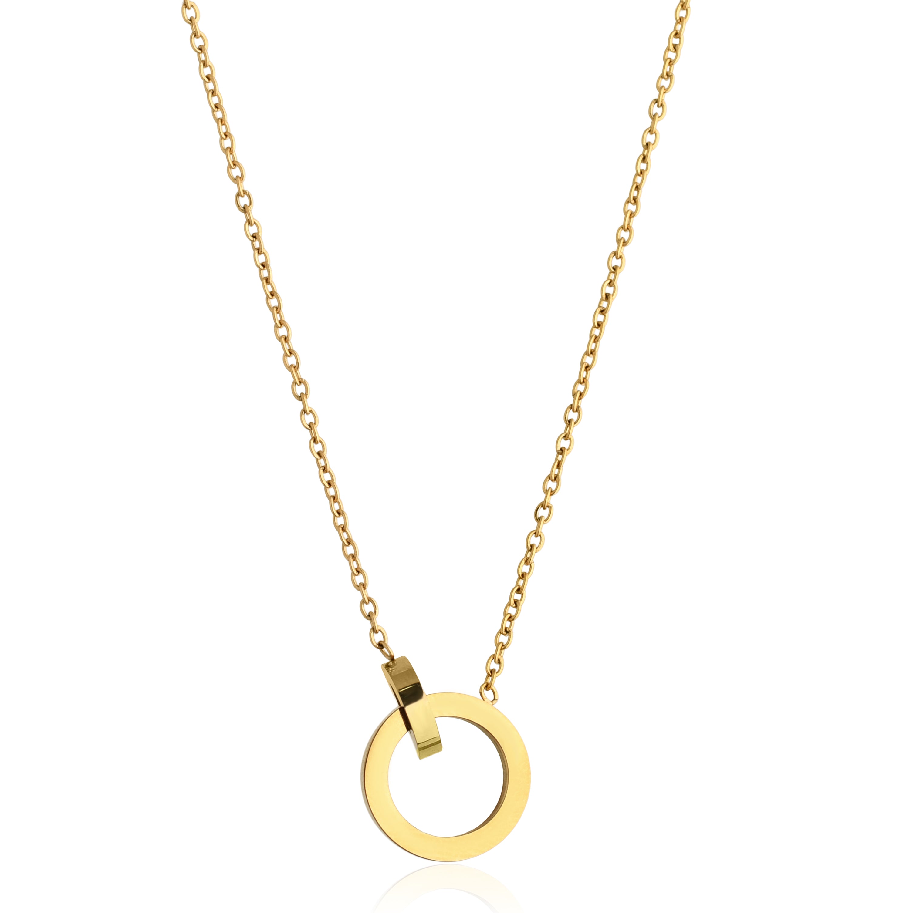 COLAR GEOMETRIC CORRENTE CADEADA 1,5MM PENDENTE CÍRCULO VAZADO COM ALÇA