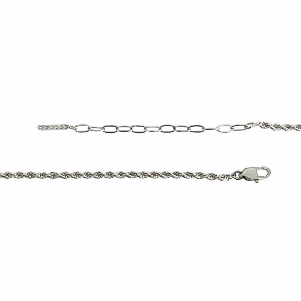 CORRENTE 45CM PREMIUM CORDÃO FRANCÊS 2MM ALONGADOR FILETE COM MICROS ZIRCÔNIAS