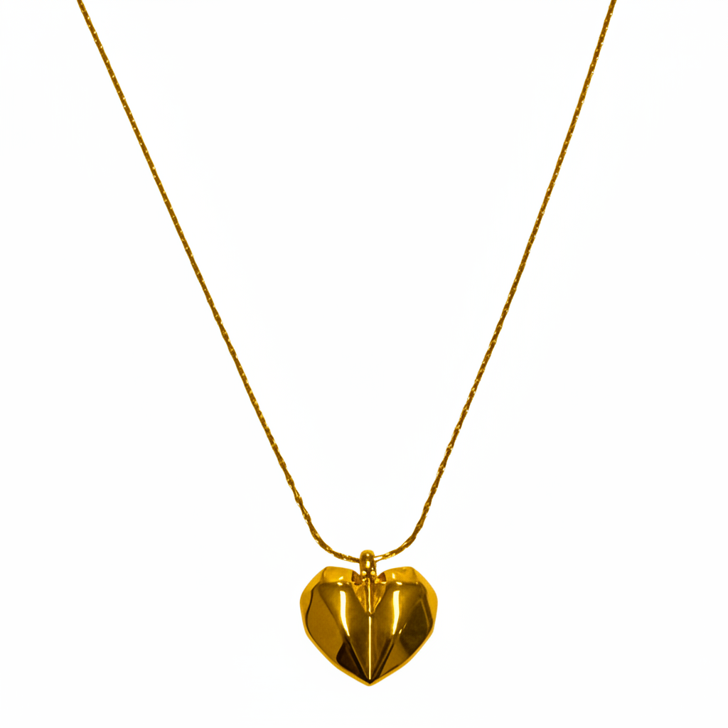 COLAR LOVE CORRENTE RABO DE RATO 1MM PENDENTE CORAÇÃO CHANFRADO