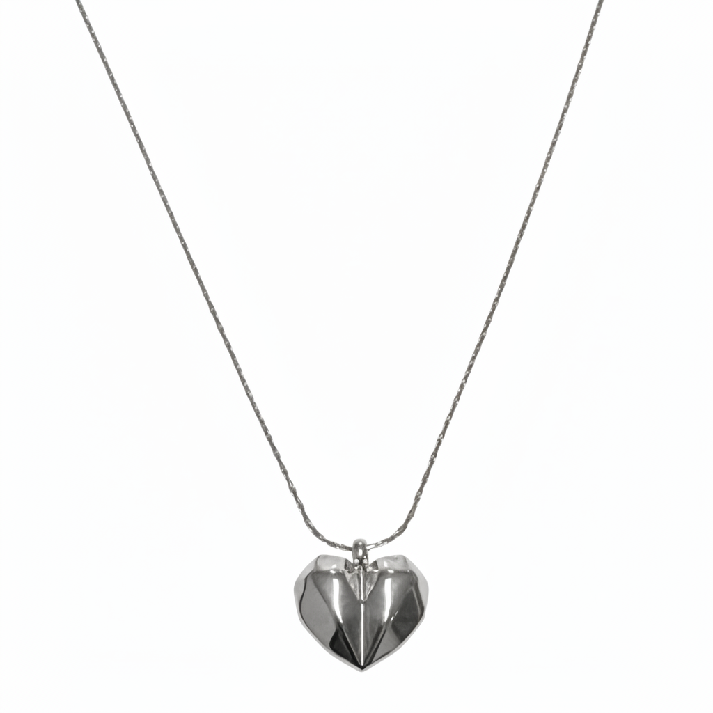 COLAR LOVE CORRENTE RABO DE RATO 1MM PENDENTE CORAÇÃO CHANFRADO