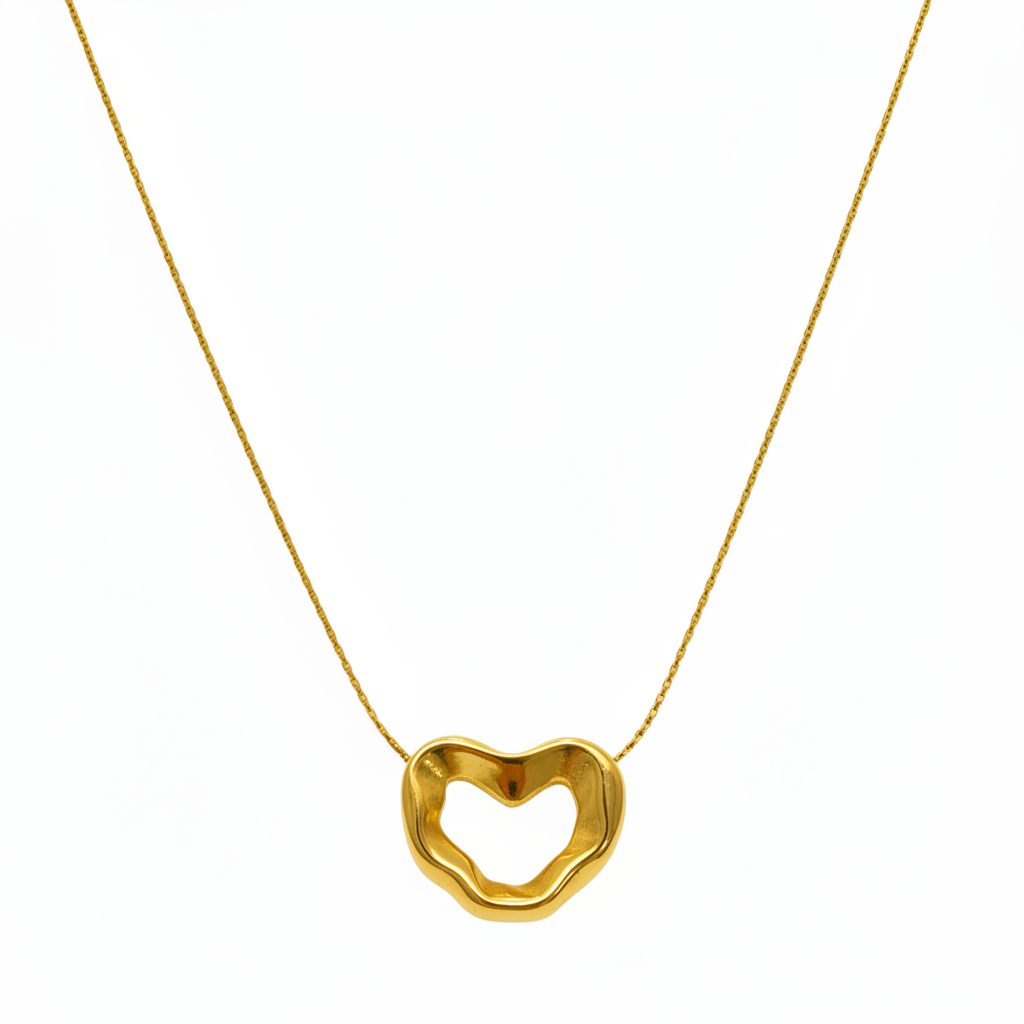 COLAR LOVE CORRENTE RABO DE RATO 1MM PENDENTE CORAÇÃO LOVE VAZADO