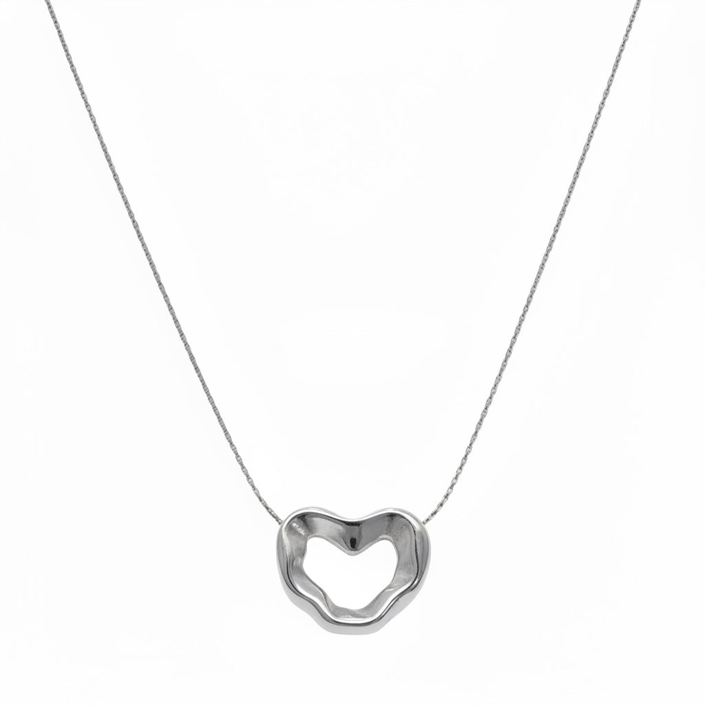 COLAR LOVE CORRENTE RABO DE RATO 1MM PENDENTE CORAÇÃO LOVE VAZADO