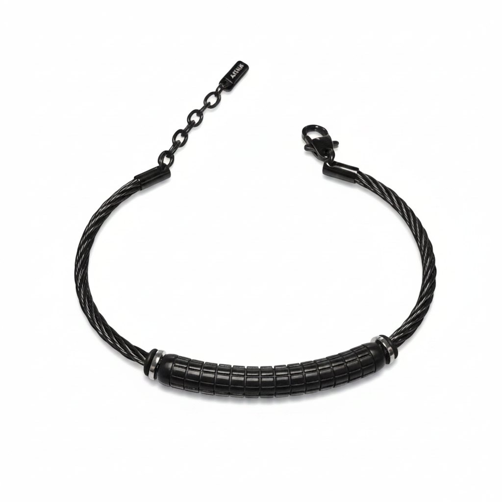 PULSEIRA PRIME CABO DE AÇO PLACA CILINDRICA COM FRISOS