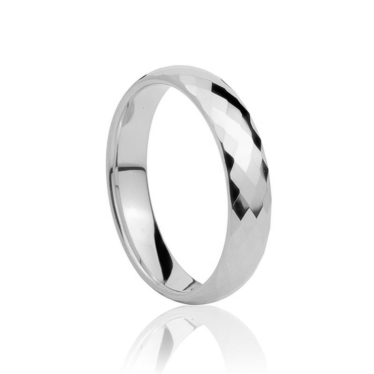 ALIANÇA BASIC ABAULADA FACETADA TUNGSTÊNIO 6MM