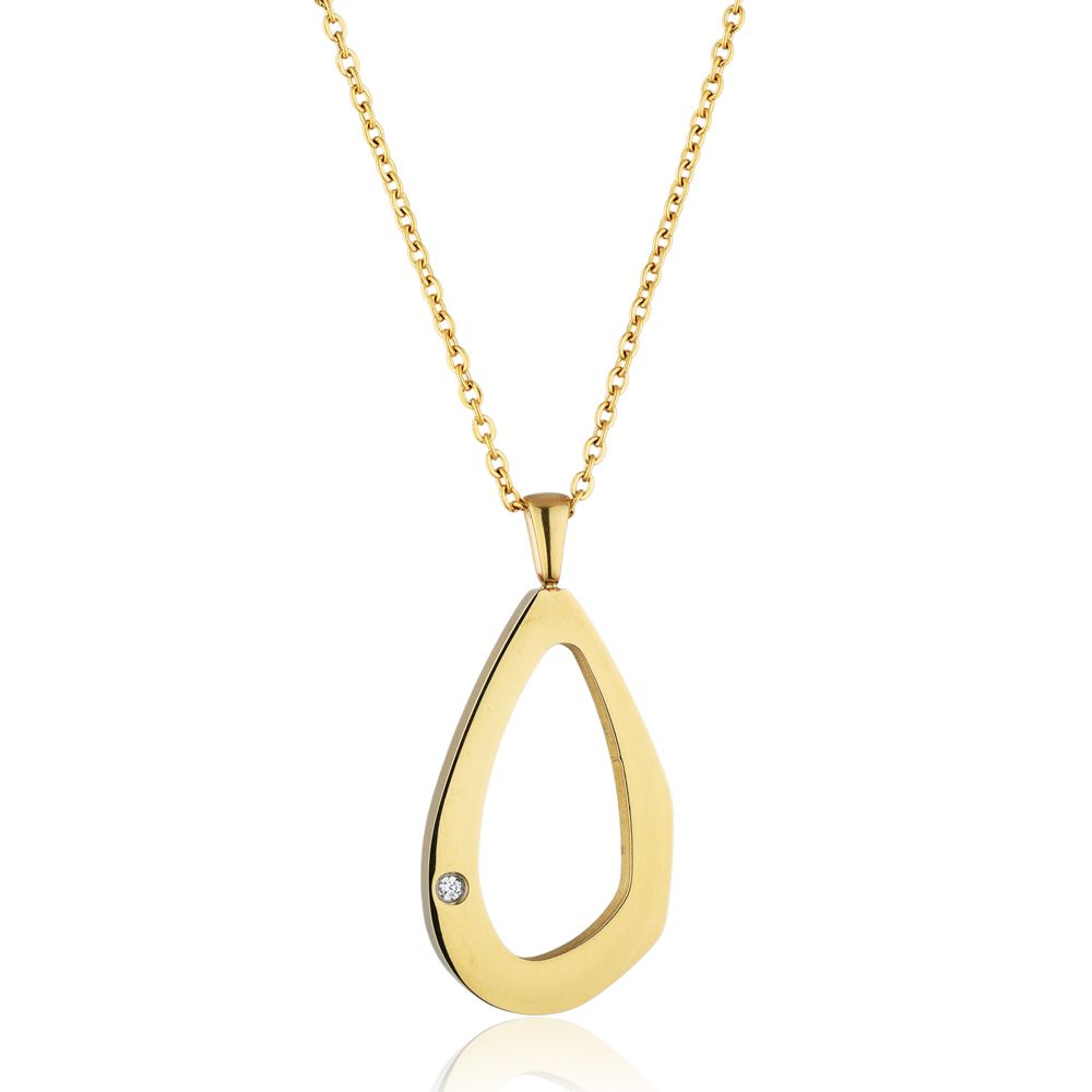 COLAR PRIME CADEADA RETA 2MM PENDENTE GOTA COM UMA ZIRCÔNIA 20X35X5(MM)