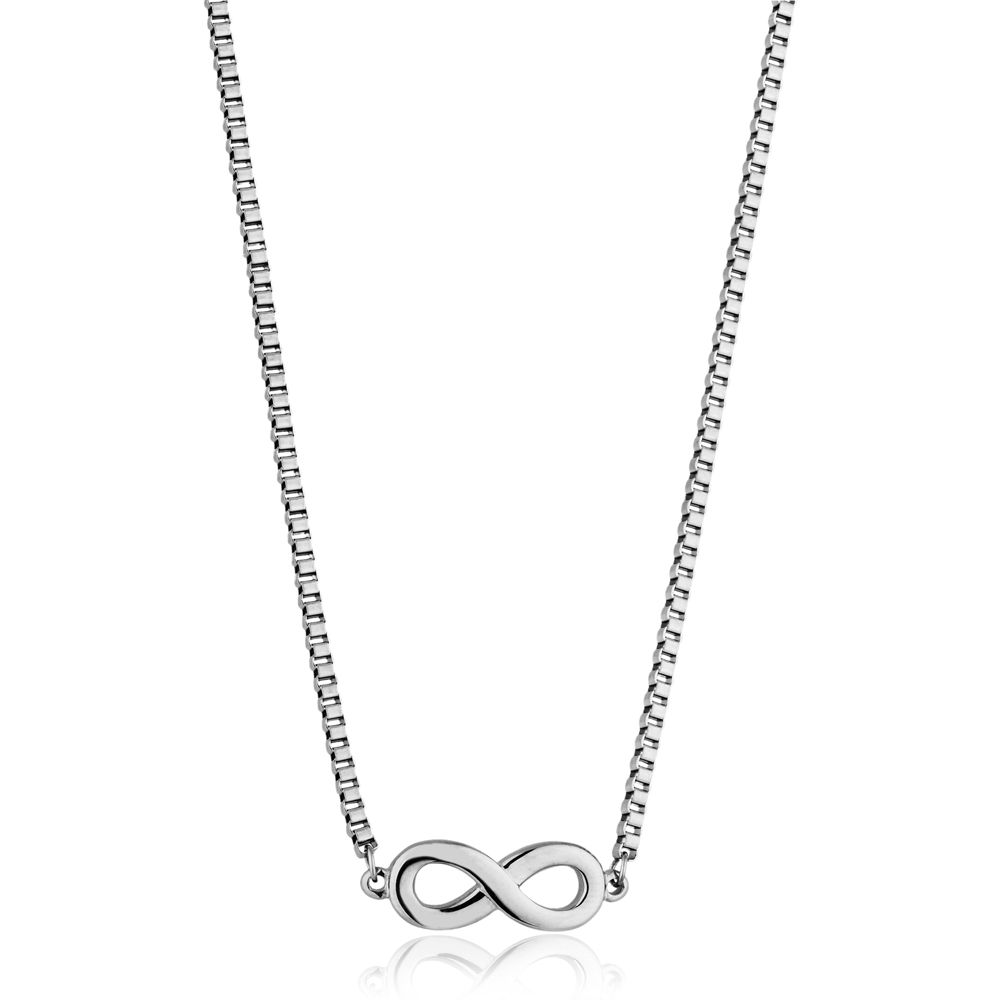 COLAR PRIME VENEZIANA 2MM EM AÇO PINGENTE INFINITO 20X8X2(MM)