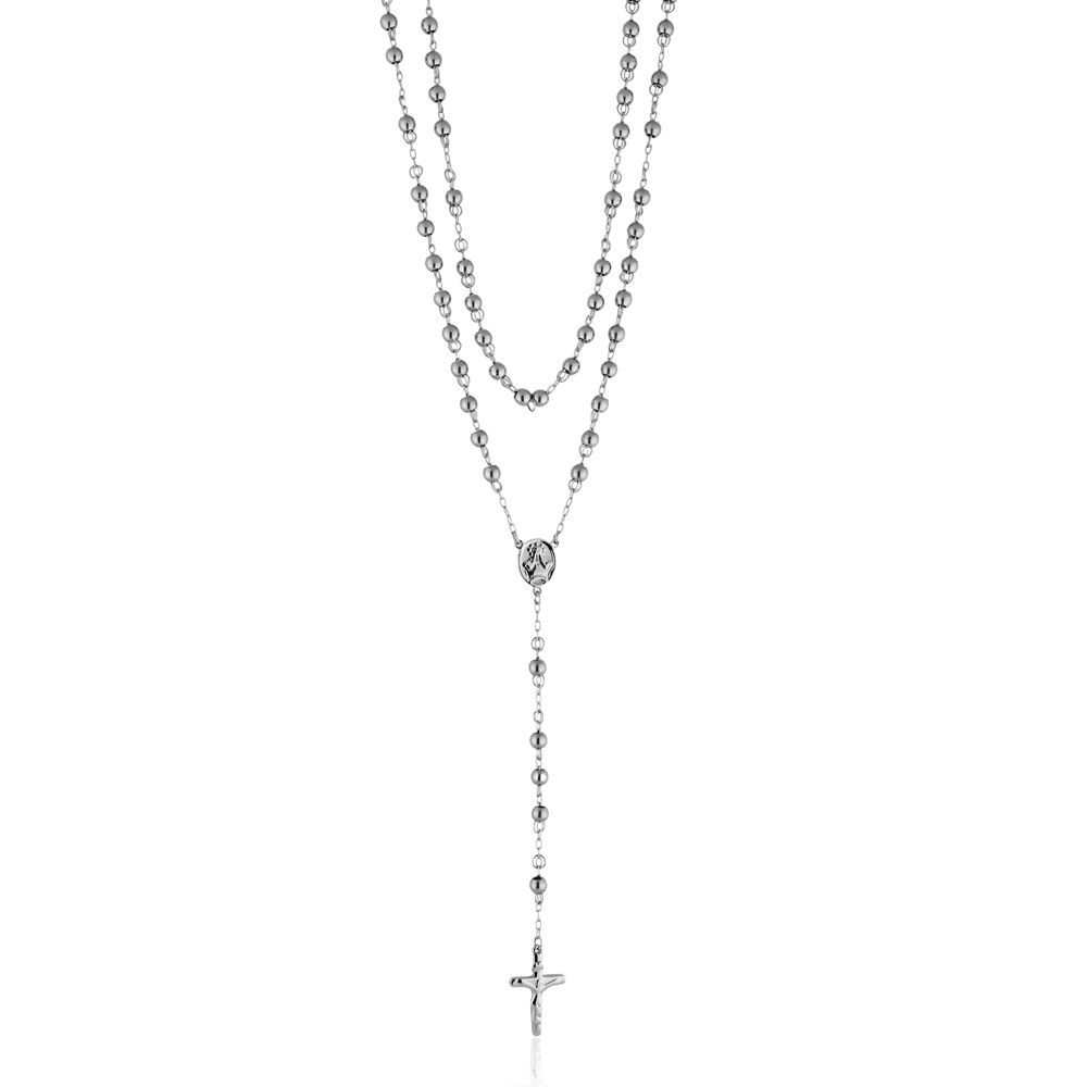 TERÇO FAITH BOLINHA 5MM PINGENTE "NOSSA SRA. DAS GRAÇAS" E CRUZ 19X32X3(MM)