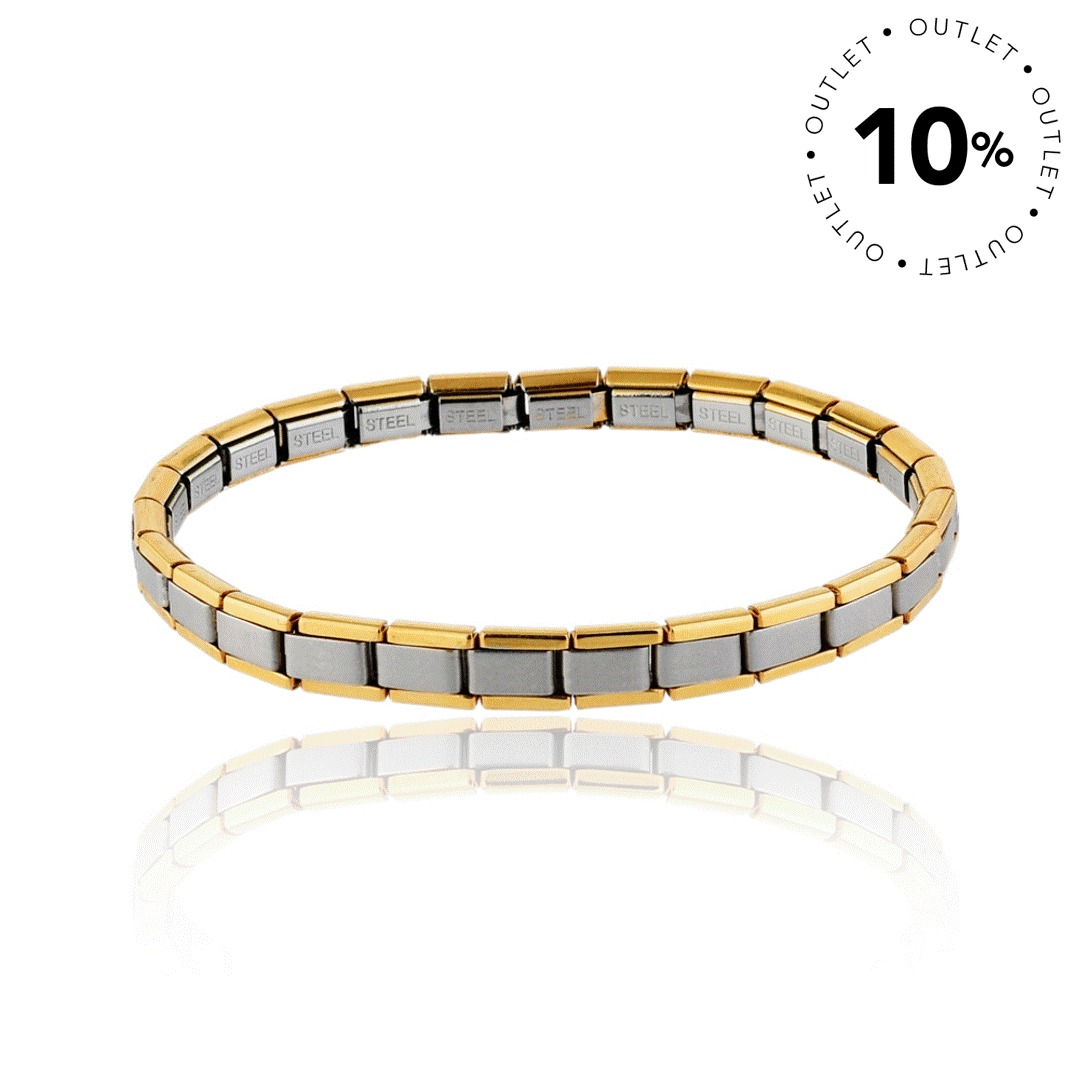 PULSEIRA GOMO ELÁSTICO MEDIA 7MM AÇO COM BORDA DOURADA